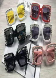 Детские солнцезащитные очки со стразами и заклепками, летние квадратные солнцезащитные очки для мальчиков и девочек Kids039s, солнцезащитный крем для детей, аксессуары для пляжного отдыха9677411