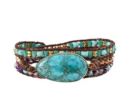 2021 Tennis Boho Halbedelstein Antikes handgefertigtes Wachskordel-Wickelarmband Mehrschichtige Vintage-Perlenarmbänder Tropfen 13584783