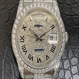 Typ dziennika niedzielny seria Montre de Luxe 39 średnica 5 mm 2836 szczypce ruchowe z 12 kamiennymi pasmami stalowymi na sekcję Mężczyzny zegarki 0240o