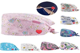 Gezoz Deseni Scrub Cap Baskı Çalışma Şapkası Pamuk Kadın Erkekler Güzellik Uzman Toz geçirmez Pişirme Şef Caps5989409