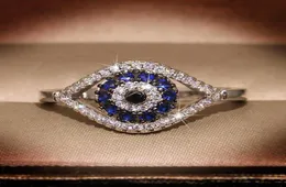 Anéis de casamento punk feminino azul cristal pedra anel charme zircão cor prata para mulheres delicado oco engagement5089942