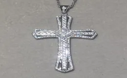 Mode Big 925 Sterling Silver Exquisite Bible Jesus Pendant Necklace For Women Crucifix Charm Pave Simulated Diamond Jewelry3400368