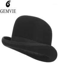 Gemvie chapéu bowler preto de feltro de lã 4 tamanhos 100, para homens e mulheres, forrado de cetim, festa formal, traje fedora, mágico, cap12538615