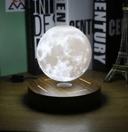 Magnetisk levitating 3d Moon Lamp träbas 10 cm nattlampa flytande romantisk ljus hemdekoration för sovrum y200104289o5063333