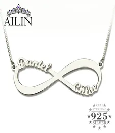 Ailin Kişiselleştirilmiş Sonsuzluk Kolye İki İsim Kolye Gümüş Infinity Colece Love Love Yok Aşk Takı Noel Hediyesi J5410889