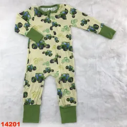 Green Tractor Baby Toddler Jumpsuit Four Seasons Bamboo Fiber Romper 2023 Truck Born Infant Girls Assumeits 231226