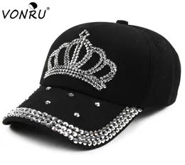 Todo VONRU Nova Coroa Strass Bonés de Beisebol Moda Jean Hat Hip Hop Mulheres Denim Boné de Beisebol Sun Hat15653392