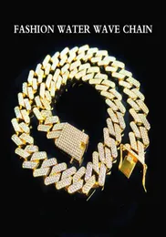 Högkvalitativ modedekorativ halsband 20mm tre rad diamant miami kuba kedja full av zirkon men039s hip hop289f5756565