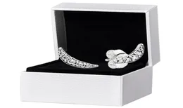 Blask Crescent Moon Coldings Oryginalne pudełko do 925 Sterling Silver CZ Crystal Women Party Biżuteria Kolczyka Set4447597