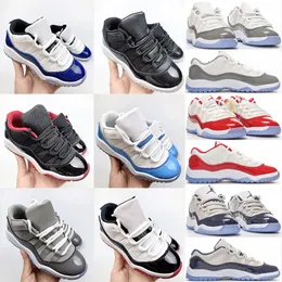 Designer Low Children Basketball Kids Sapatos Baby 11s 11S XI Cherry criou Cool Gray Concord UNC vence como para crianças tênis de tênis de moda