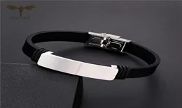 Bileklik Klasik Men039s Siyah Silikon Bilezik Basit Paslanmaz Çelik Aksesuarlar Başlangıç ​​Moda Bileği Jewelry9998084