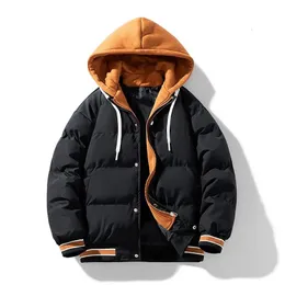 3 couleurs 2023 coton manteau hommes hiver mode épaissi vers le bas à capuche faux deux pièces chaud ample veste Vintage 231226