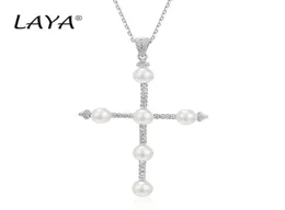 LAYA 925 Sterling Silver Pendant Necklace For Women Fashion New Simple Natural Fresh Water Pearl Party Wedding High Quality 89098539048747