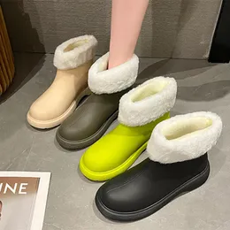 Koreanische Regenschuhe Damen Kurze Röhre Gepolsterte wasserdichte Gummischuhe Low-Top-Wasserschuhe Outdoor rutschfeste Regenstiefel Warm 231226