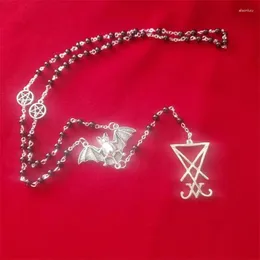 Pendant Necklaces Sigil Of Lucifer Rosary Vampire Bat Pentagram Occult Halloween Jewelry Gift Gothic Left Hand Path Satanic