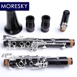 MORESKY Clarinetto professionale in ebano tono Sib 17/18 chiavi Grenadilla placcato argento Legno massiccio Sib Klarnet M9