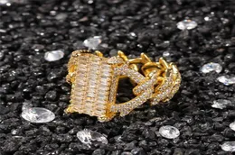 18 -karatowe pierścienie złota z kamieniem CZ lodowy ring hiphop marka marki luksusowa biżuteria hip -hopowa pełna klaster dimaond 3849731