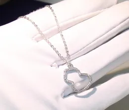 Klassiska lyxiga smycken 925 Sterling Silver Gourd Necklace Delicate Insert Drill Female Pave White Sapphire CZ Diamond Chain Pend4809077