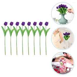 Flores decorativas 8 pçs simulação tulipas falsas decoração ramo plantas artificiais diy simulado adornar buquê noiva casa