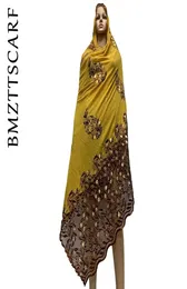 Lenços femininos africanos de alta qualidade lenço de chiffon bordado cachecol hijab africano para mulheres xales BM740 Y2001037185824