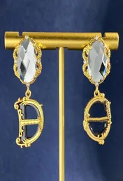 Ladies New Designed Earrings Studs G Lettersdiamonds crystal pendants 18K gold plated Anti allergy women's Ear Clip Designer Jewelry D986321416