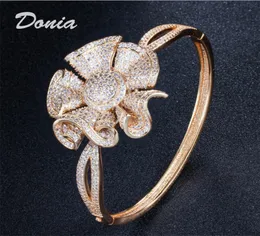 Donia Jewelry Luxury Bangle EuropeanおよびAmerican Fashion Camellia Twocolor Electroplated Copper MicroinLaid ZirconブレスレットEXA7240863