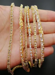 Hiphop One Row 3mmColor Tennis Chain Necklaces for Men 925 Silver Iced Out Zircon Necklace Pass Diamond Test230k8388438