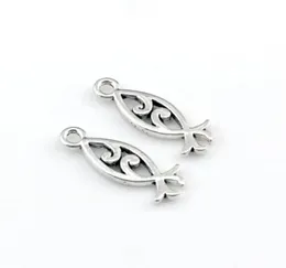 350 pendenti con ciondoli di pesce in lega d'argento antico per creazione di gioielli, risultati di collane e braccialetti 75x198mm38855302401984