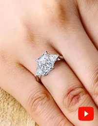 Sona inte falsk fin gravering S925 Sterling Silver Diamond Custom Ring Original Design 925 Princess Cut 4 Claws J1907143156293