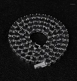 DNSCHIC Iced Out Tennis Necklace 5mm White Gold Chain Line with Black CZ for Men Women Hip Hop Jewelry Rapper Street Fashion14302704