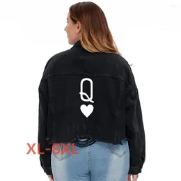 Capispalla Plus Size 4xl 5xl 6xl 7xl 8xl Cappotto da donna moda invernale Q Love Print Kurtki Zimowe Damskie Abrigos Dama Jeans Outwears