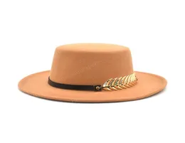 New Classic Khaki Flat Top Bowler Hat Wool Fedora Hat For Women Wide Brim Top Jazz Cap Elegant Panama Hats2688354