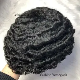 Malaysian Virgin Human Hair Replacement Full Lace Toupee 4mm 6mm 8mm 10mm 12mm Afro Wave Mens Wig for Black Men Fast Express Delivery 88