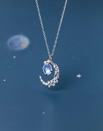 Mix Design Factory Charm Pendant Necklace 925 Sterling Silver Zircon Crescent Moon Star Clavicle Halsband Ladies Accessorie1808609