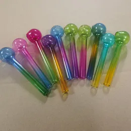 50Pcs 4 Inch 10cm Colorful Pyrex Glass Oil Burner Pipe Tube Burning Great tubes Nail tips Hand Pipe Smoking Pipes 25mm ball