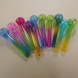 50pcs 4 inç 10 cm renkli pyrex cam yağ brülör boru tüpü yanan büyük tüpler tırnak uçları el borusu sigara içme boruları 25mm top