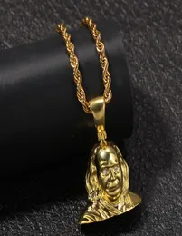 Новый дизайнер 18-каратного золота, белого золота с фианитом, хип-хоп, голова президента, портрет, ожерелье, цепочка для мужчин, персонализированный хип-хоп, Jew6443573