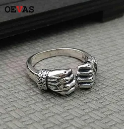 OEVAS 100 925 Sterling Silver Creative Hand of Power Open Pierścień Wysokiej jakości Mężczyźni Prezent dla Firend Punk w stylu biżuterii 2105259364290