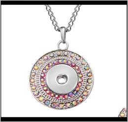 Kolyeler kolye takılar mücevher moda güzellik rhinestone yuvarlak metal kolye kolye 60cm fit 18mm Snap Düğmeleri Takı XL0146 Drop8728395