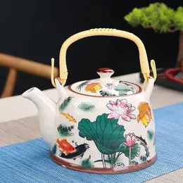 Teiera in porcellana cinese con filtro a rete ad alta capacità 900 ml Set da tè in ceramica tradizionale cinese retrò teiera regalo Kung Fu 231225