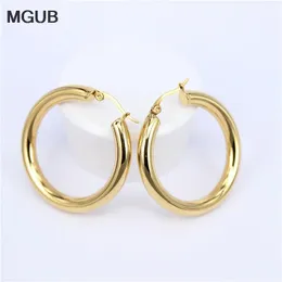 Mgub Gold Color Circle Creole örhängen rostfritt stål stora runda fruar hoop örhängen gåvor för kvinnor lheh78 231225