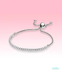 Bracciale tennis scintillante Slider Gioielli da sposa per donna Pandroa Braccialetti con diamanti CZ in argento sterling 925 con scatola originale9786762