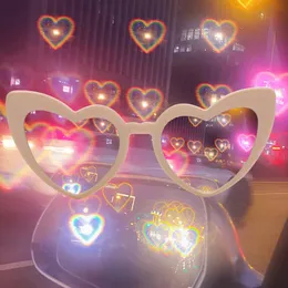 Love Special Effect Heart shaped Glasses Fashion Heart Diffraction Sunglasses Watch The Night Lights Come Love Special Effect 231226