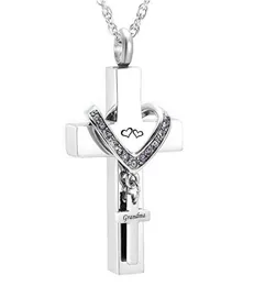 Memorial smycken rostfritt stål Cross för mormor Memorial Cremation Ashes Urn Pendant Necklace Keepsake Urn Jewelry6834756