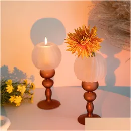 Candle Holders Cutelife Retro Table Lamp Glass Home Dekoracja Akcesoria salon Candlestick Vintage Holder Uchwyt ślubny Drop Dhkho