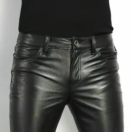 Spring Fashion Mode w stylu skalnym PU skórzane spodnie Faux Skórzane motocyklowe spodnie 231225