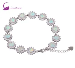 Glam Luxe Mysterious 925 Sterling Silver Overlay CZ Pulseiras de opala de fogo branco para meninas adolescentes 22 cm 885 polegadas B4616460227