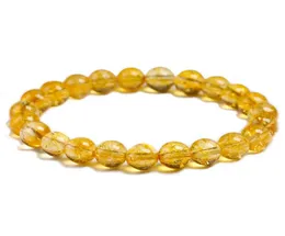 Natural Yellow Citrine Stone 6mm 8mm 10mm Beads Bracelet Handmade Quartz Jewelry For Woman Men Unisex Stretch Bangle Gift Beaded 9378008