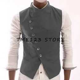 Uomo Serge Casual Business Elegante monopetto con scollo a V Gilet Steampunk Abito maschile formale Uomo Ambo Gothic Chaleco Gilet per uomo