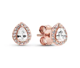 925 Sterling Silver Sparkling Teardrop Halo Stud Earrings Women039S lyxmodedesigner 14K Rose Gold Cz Diamond Earrings W6039970